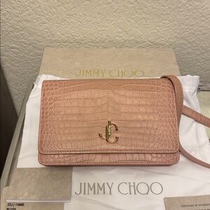 Jimmy Choo Blush Croc-Embossed Leather Bag